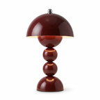 Sandvika Cordless Mushroom Table Lamp, Wine Red