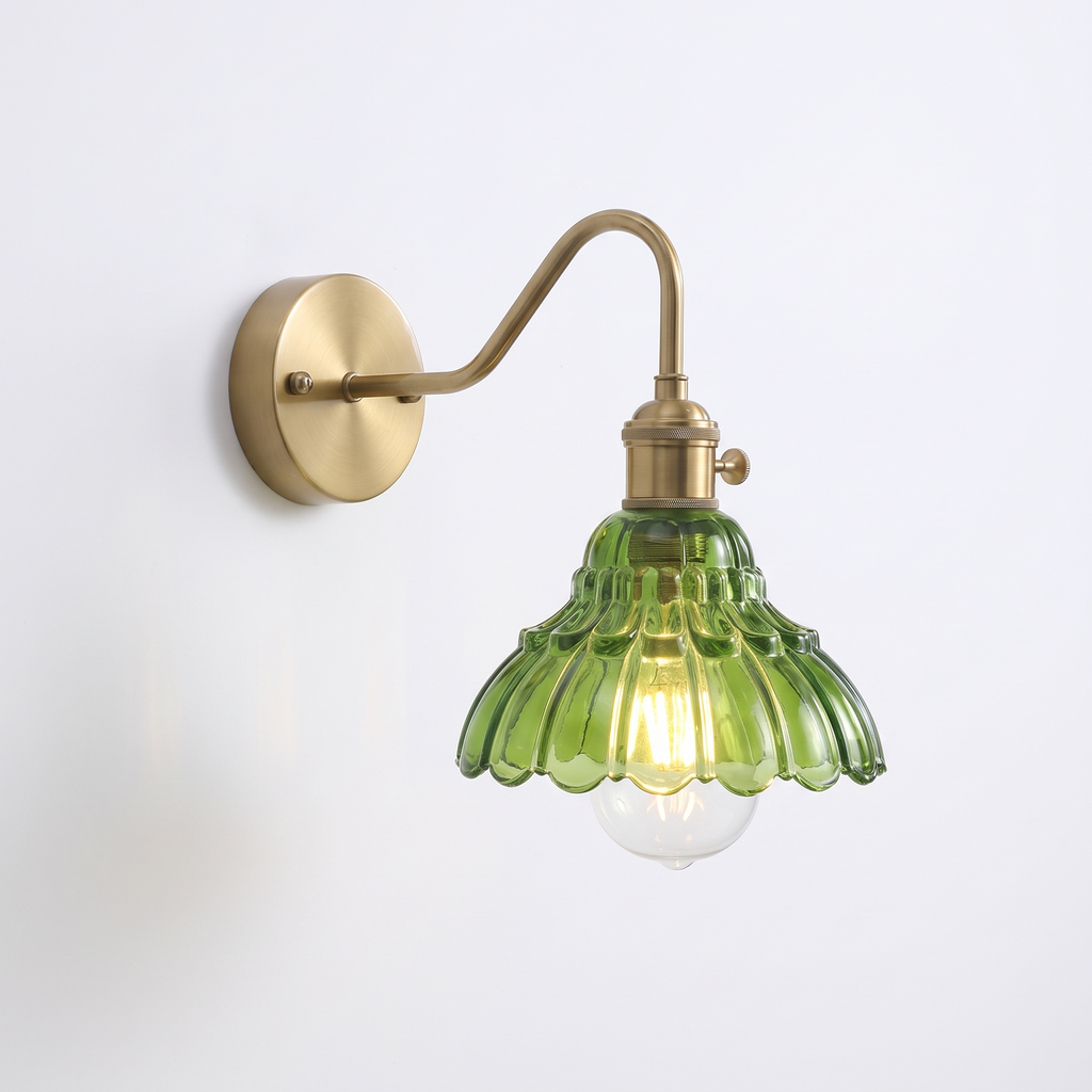 Eisenach Floral Glass Wall Light, Green