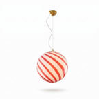 Soderhamn Striped Glass Globe Pendant, Red Swirl