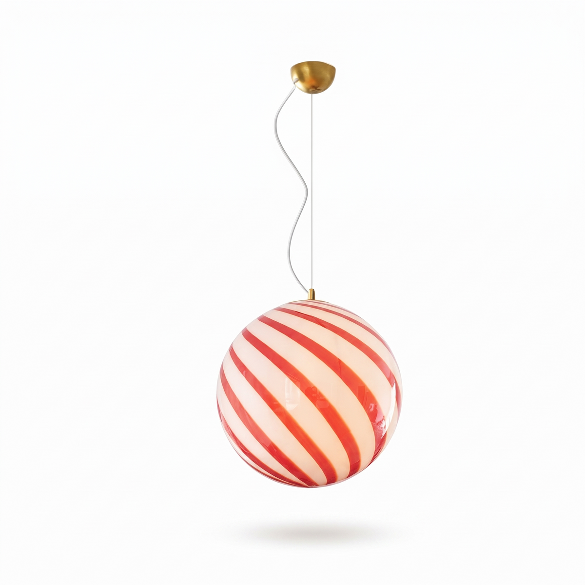 Soderhamn Striped Glass Globe Pendant, Red Swirl