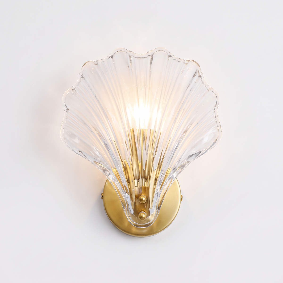 Bollnas Glass Shell Wall Light, Clear Glass