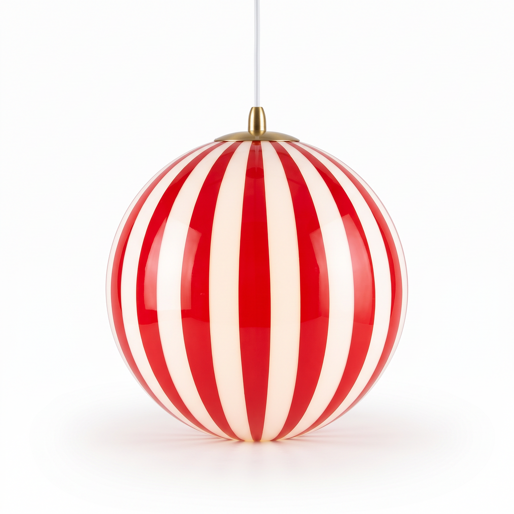 Soderhamn Striped Glass Globe Pendant, Red Stripe
