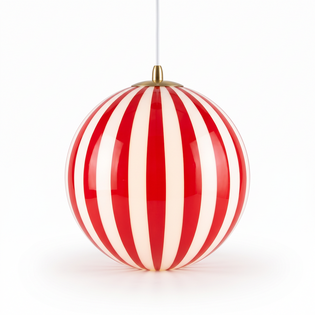 Soderhamn Striped Glass Globe Pendant, Red Stripe