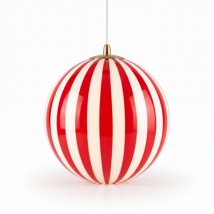 Soderhamn Striped Glass Globe Pendant, Red Stripe