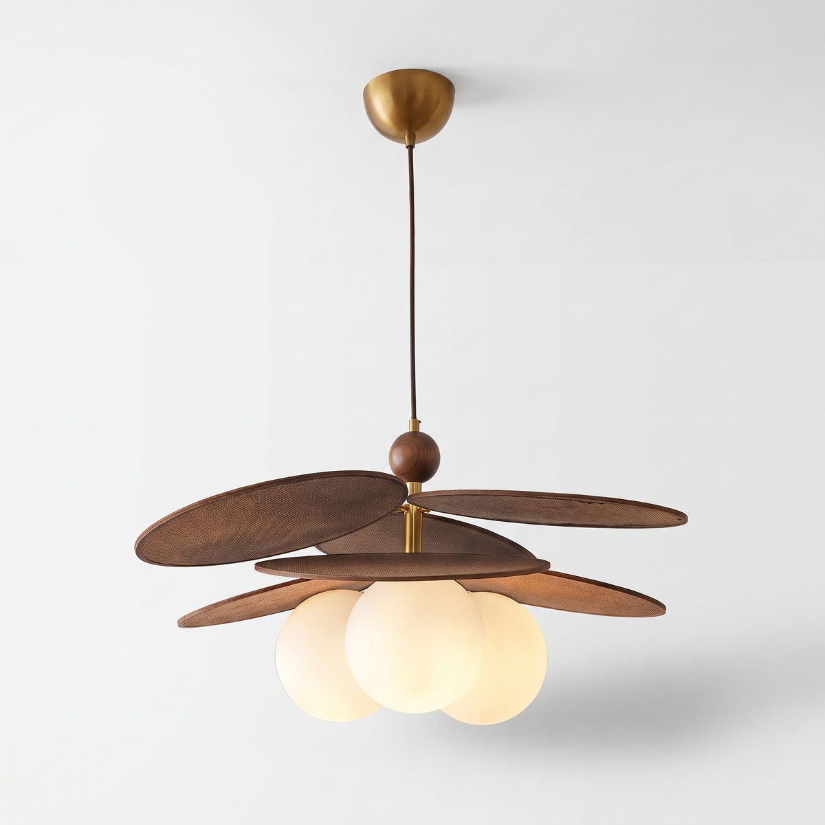 Ljusdal Petal Pendant with Opal Globes, Three Globes