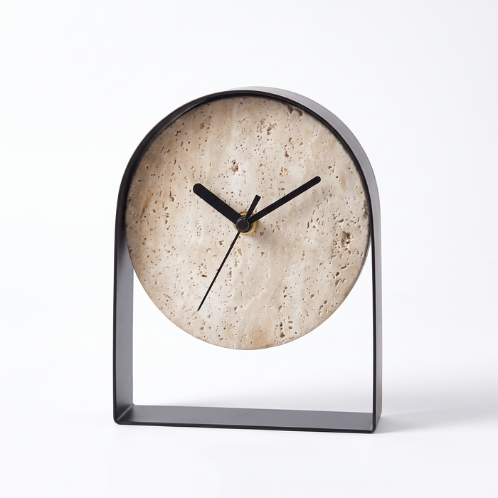 Nordhorn Stone Effect Mantel Clock, Black Frame