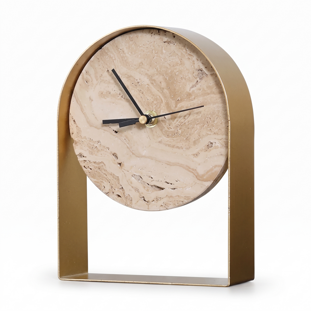 Nordhorn Stone Effect Mantel Clock, Gold Frame
