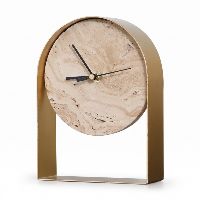 Nordhorn Stone Effect Mantel Clock, Gold Frame