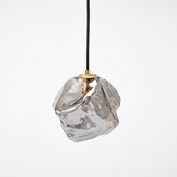 Rjukan Faceted Glass Pendant Light, Smoke Grey