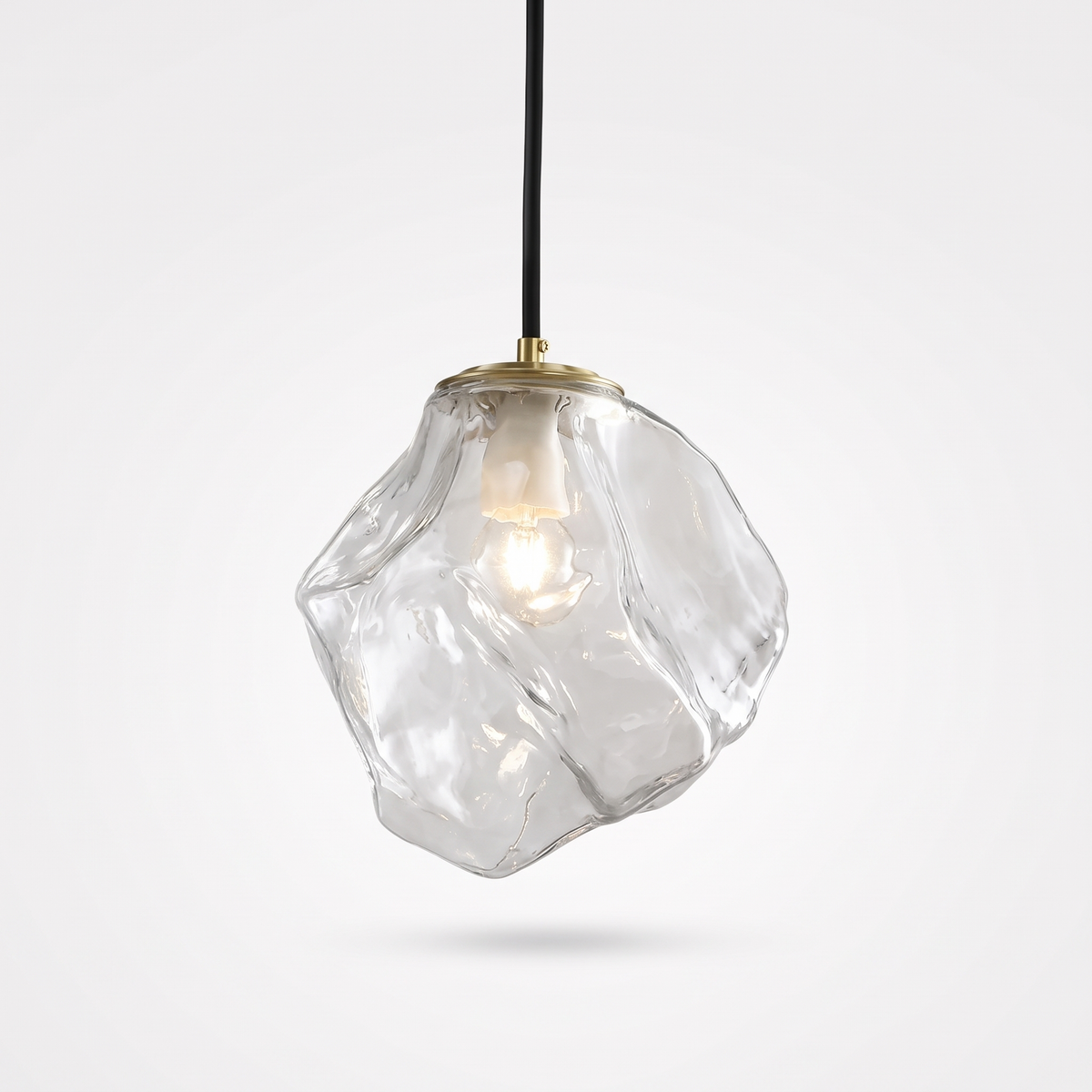 Rjukan Faceted Glass Pendant Light, Clear