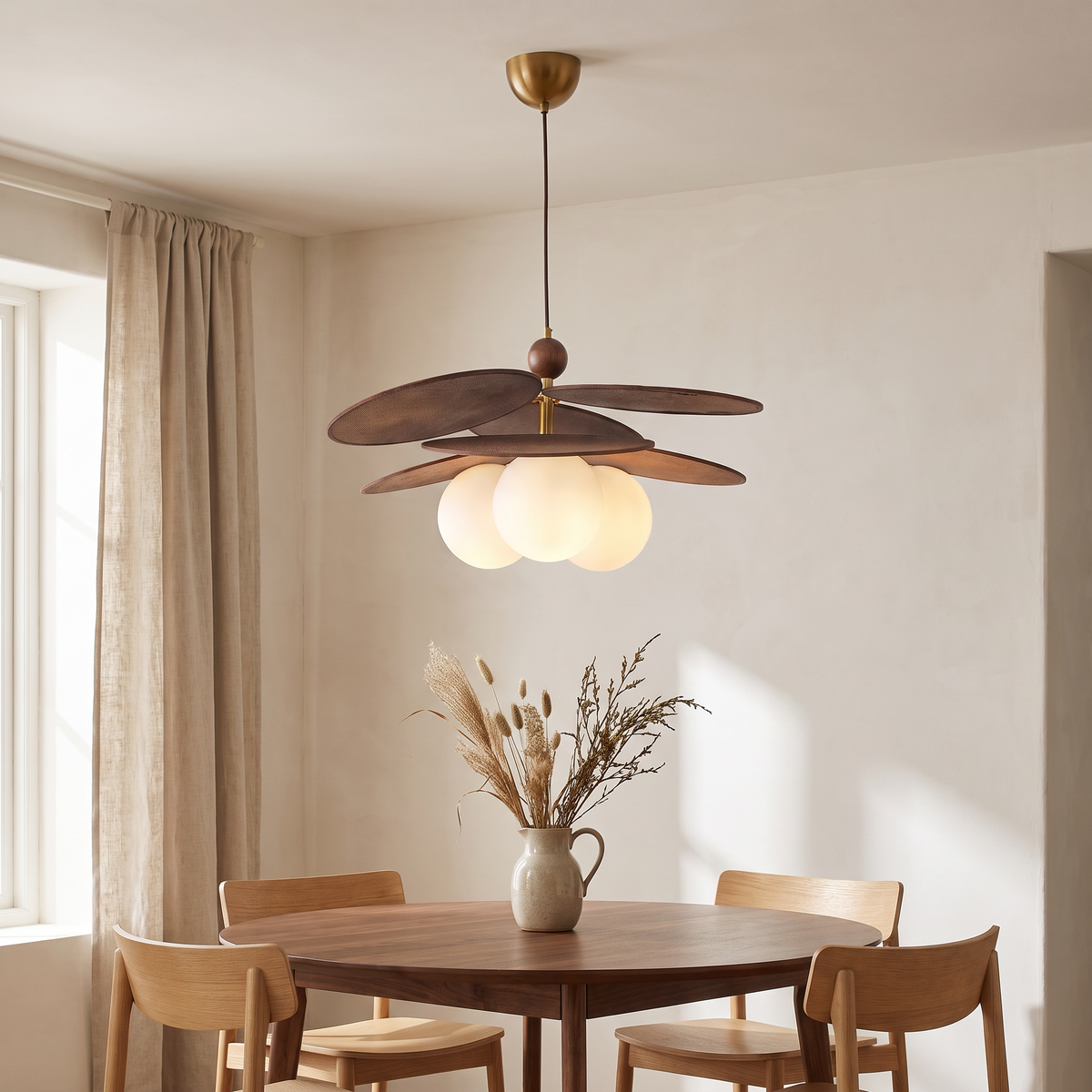 Ljusdal Petal Pendant with Opal Globes in a room setting