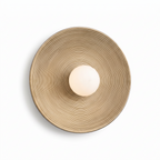 Meersburg Round Textured Wall Light, Natural Wood Tone