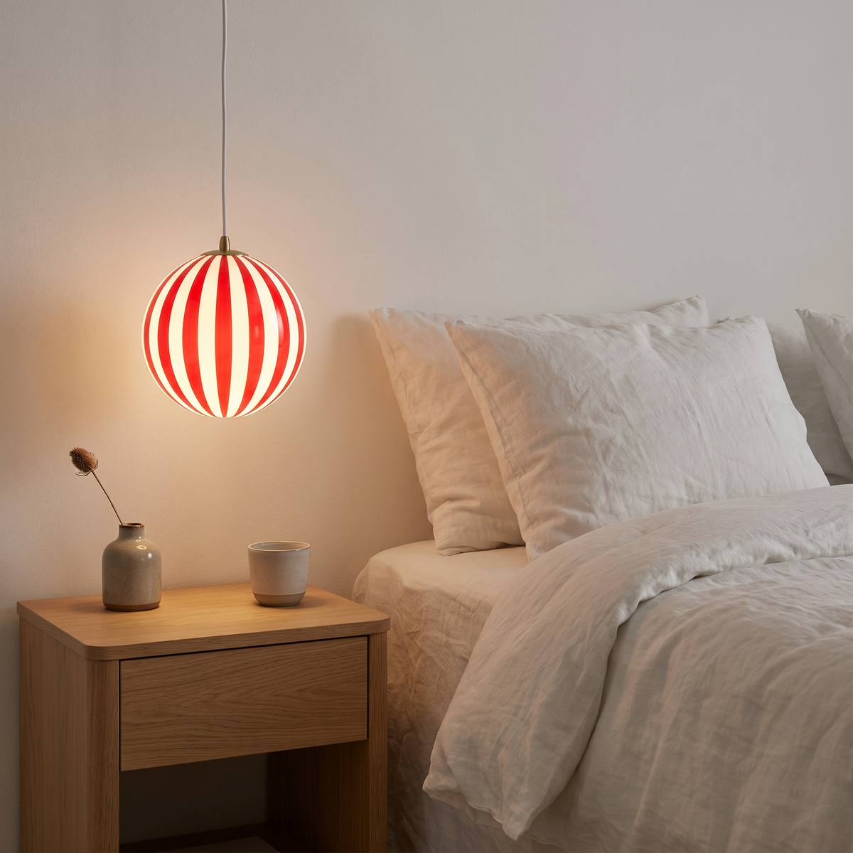 Soderhamn Striped Glass Globe Pendant in a room setting