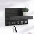 Wooden Key Holder with Shelf and 5 Hooks, Brevik