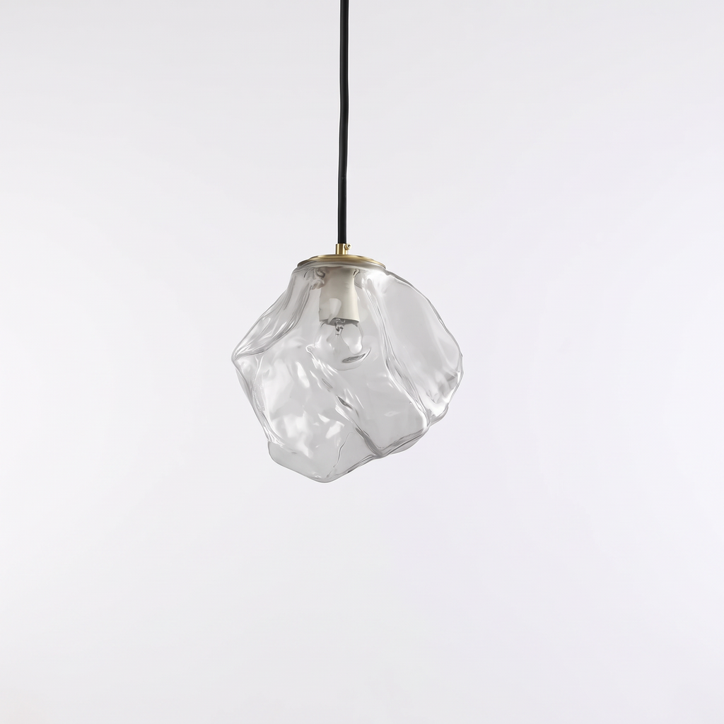Faceted Glass Pendant Light, Ice Effect, Bulb Included, Rjukan