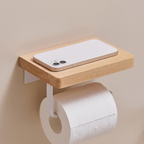 Toilet Roll Holder with Wooden Shelf, Wall Mounted, Tranas