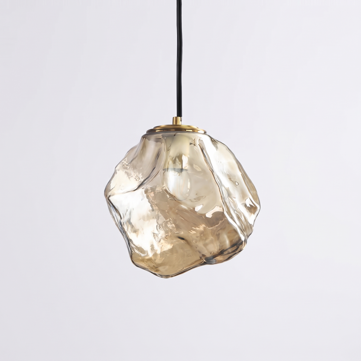 Faceted Glass Pendant Light, Ice Effect, Bulb Included, Rjukan