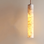 Veined Stone Pendant Light, Slim Cylinder, 25 or 35cm, LED Included, Wernigerode