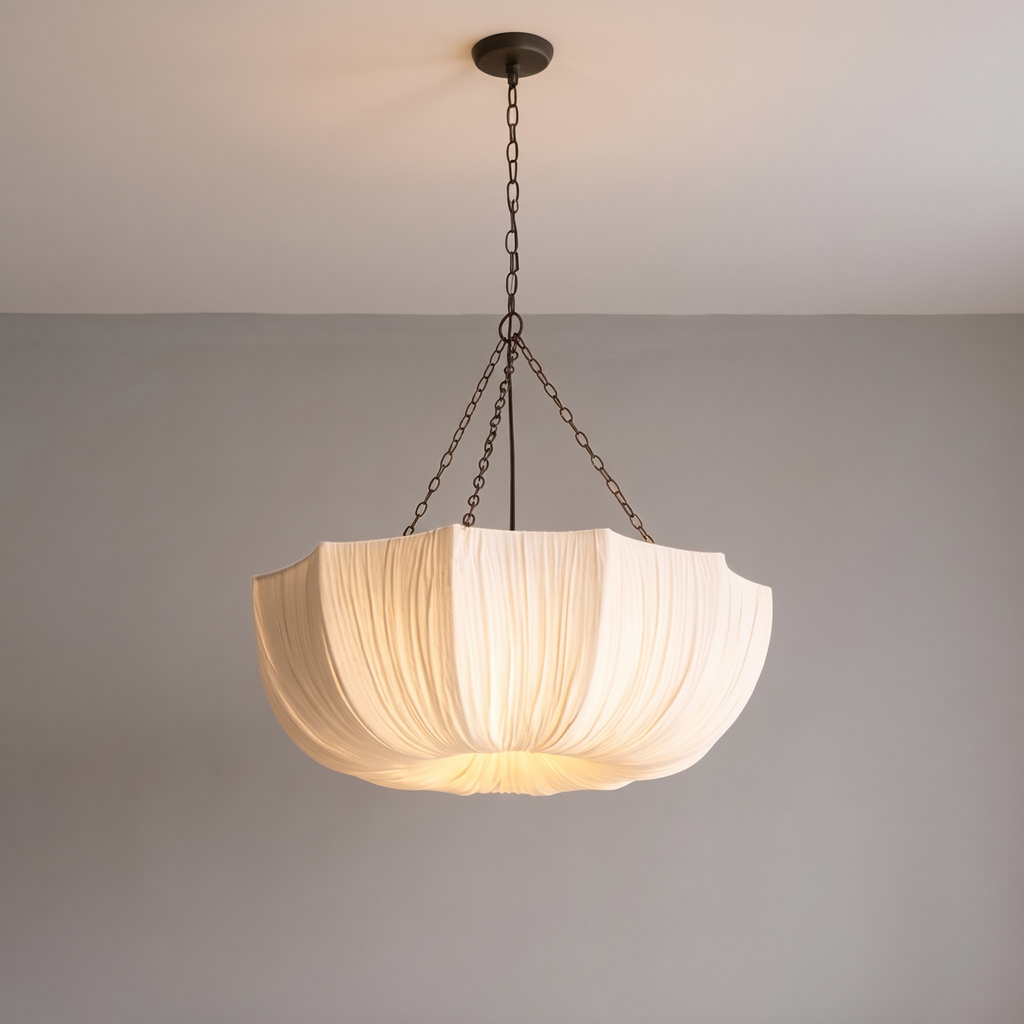 Draped Fabric Pendant Light on Iron Chain, 40, 50 or 60cm, Vordingborg