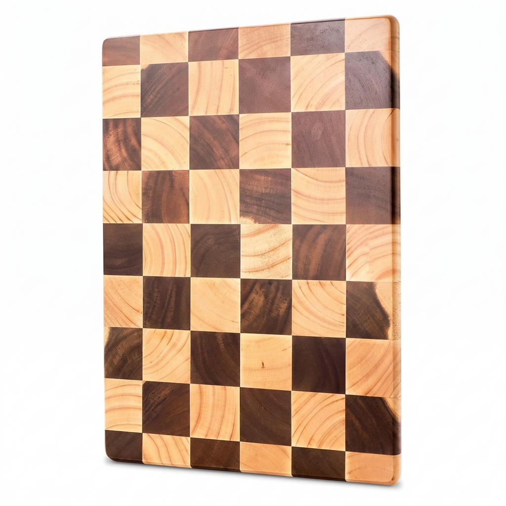 Eslov end grain checkerboard chopping board on white