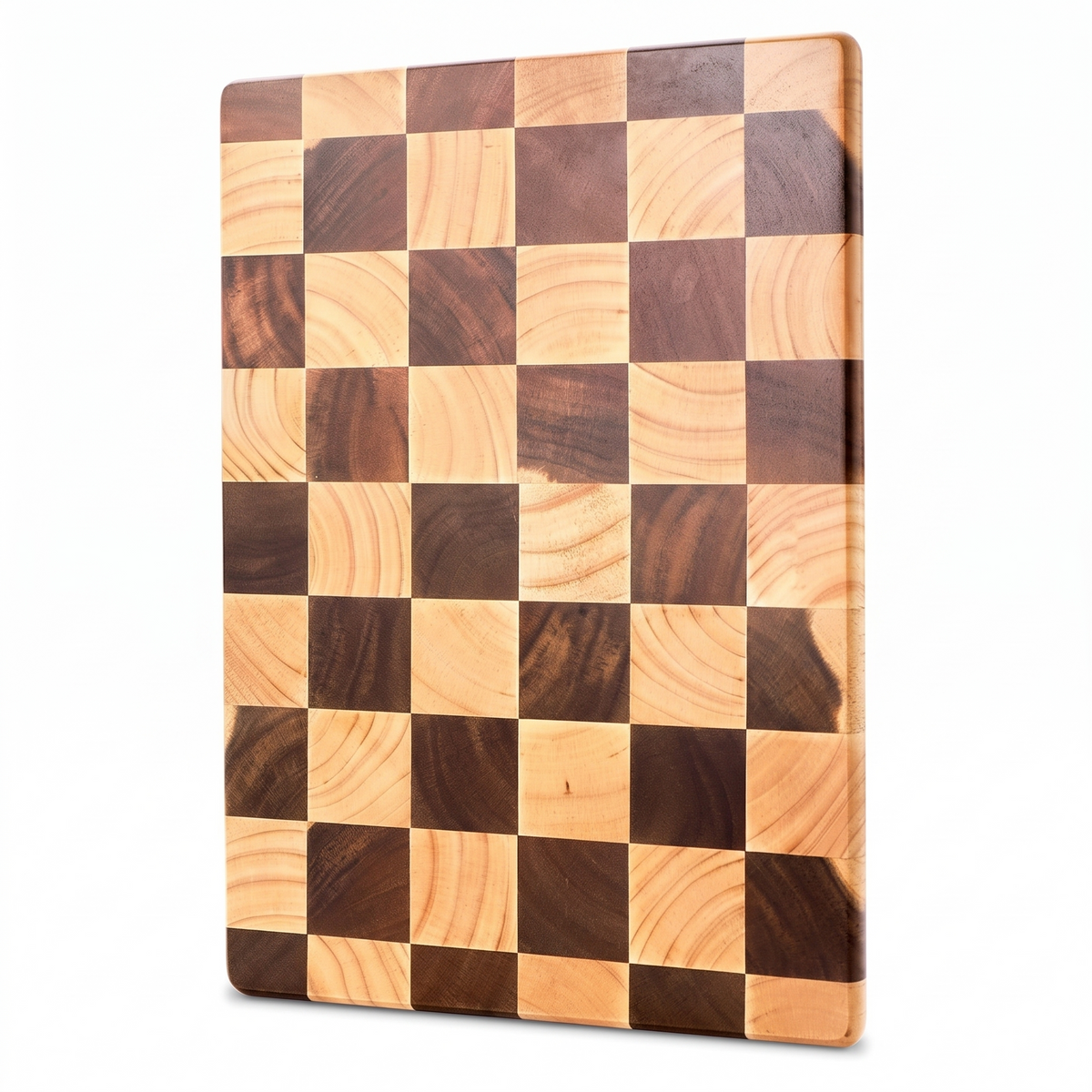 Eslov end grain checkerboard chopping board on white
