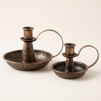 Hoganas chamberstick candle holders, Set of 2, antique bronze finish