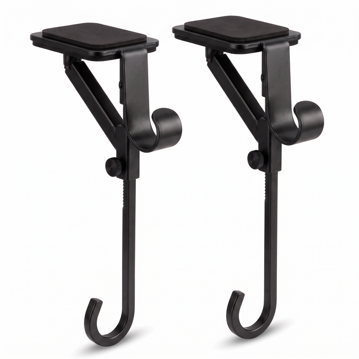 Pair of Esens matte black adjustable mantel stocking hangers