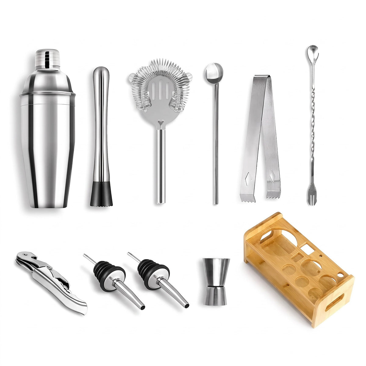 Kitzbuhel 11 piece cocktail set with bamboo stand