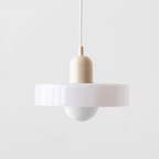 Krefeld Bauhaus style glass pendant light in milk white