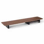 Villach walnut tone monitor stand with black legs and felt lined tray