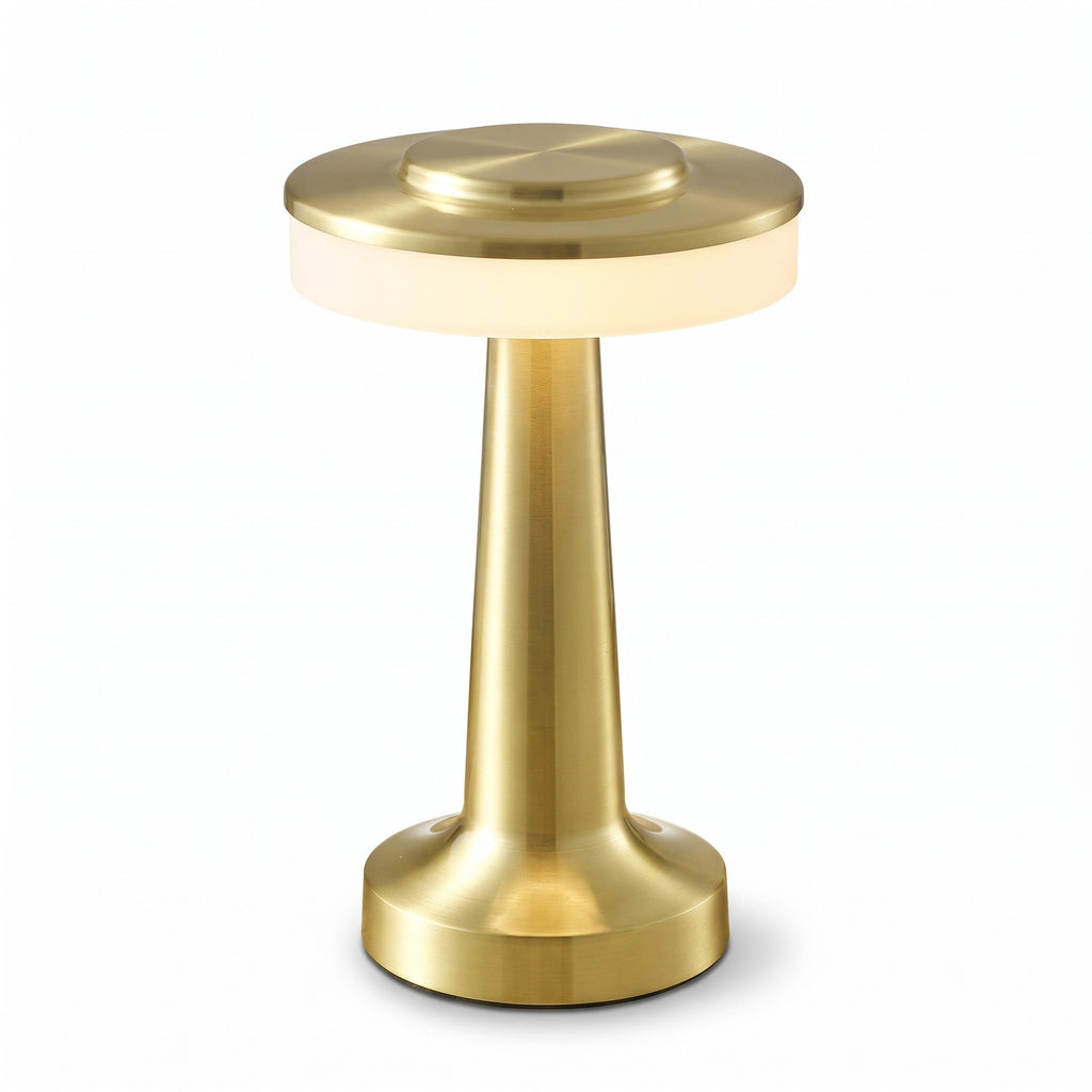 Montreux cordless disc table lamp in gold