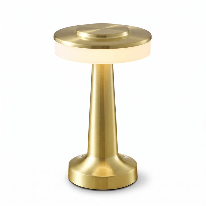 Montreux cordless disc table lamp in gold