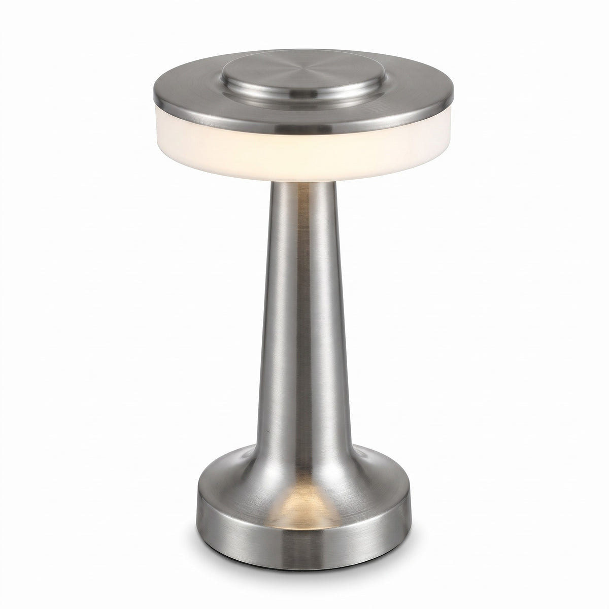 Montreux cordless disc table lamp in silver