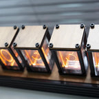 Close up of the Pforzheim clock tubes with wooden caps, product photo