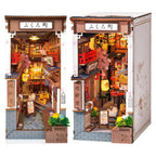 Quedlinburg book nook kit built, front and side view on a white background