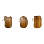 Three Rinteln organic acacia boards showing how each shape varies, product photo