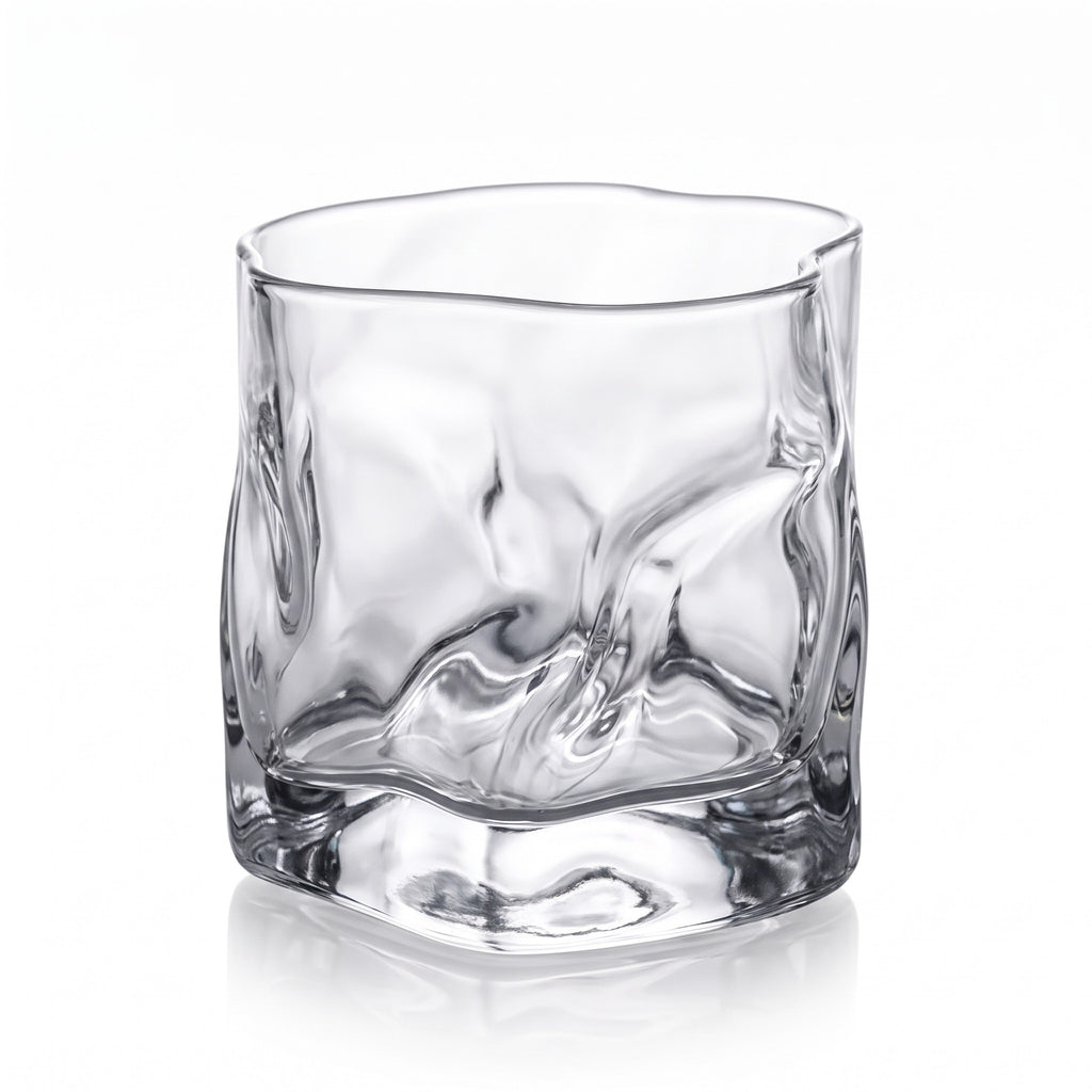 Sandhamn crumpled crystal whisky glass, clear, on a white background