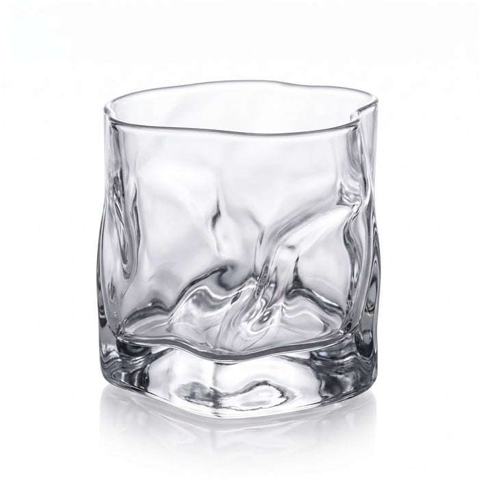Sandhamn crumpled crystal whisky glass, clear, on a white background