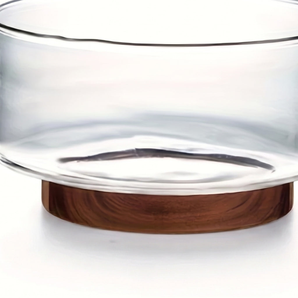 Torekov glass and wooden base close up