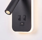 Close up of the Tonning reading spot, two switches and USB port