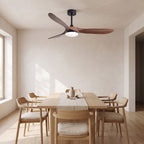 Turku ceiling fan in Dark Walnut Tone above a dining table