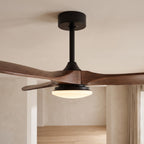 Close up of the Turku Dark Walnut Tone blades, black body and LED light