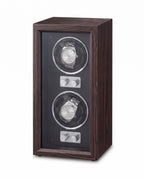 Weiden upright watch winder for two watches in walnut finish, on white