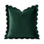 Forest green scalloped velvet square cushion cover